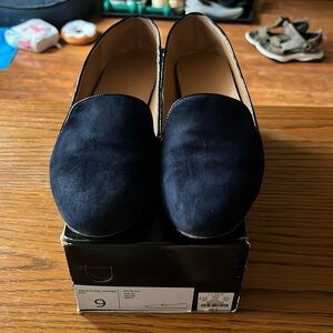 JCrew factory Addie midnight blue suede loafers size 9